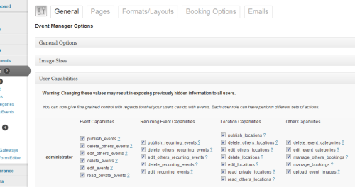 User Capability Settings