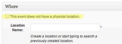 online event a screenshot of the "this event does not have a physical location" setting