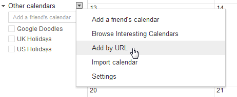This is where you add your calendar feed
