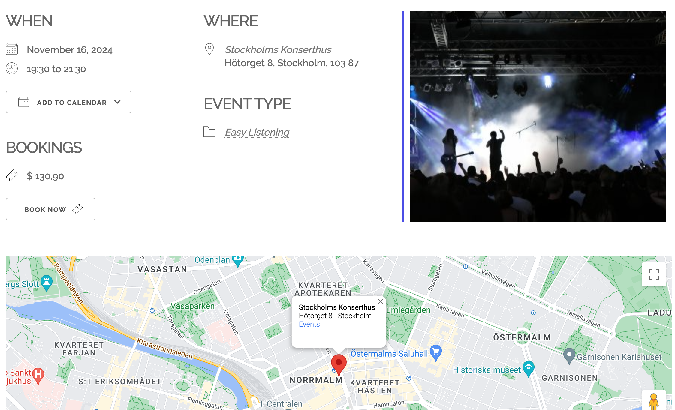 Single Event Placeholder Example